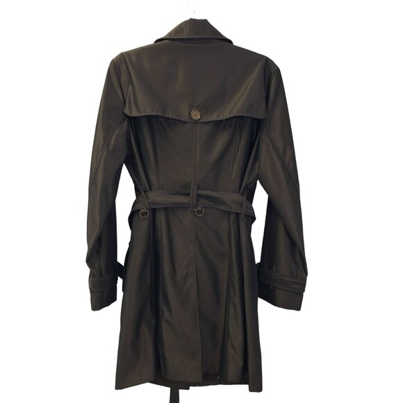 London Fog Metallic Bronze Tie Waist Trench Coat Size M/L - Picture 2 of 9
